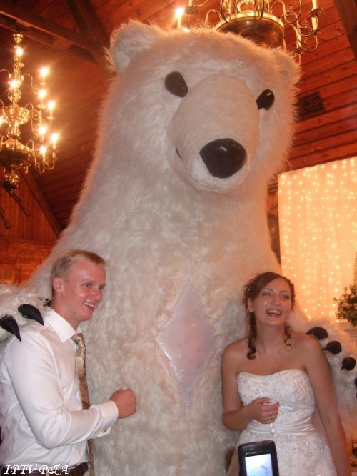 Пневмо кукла белый медведь-участник любого зрелищного мероприятия